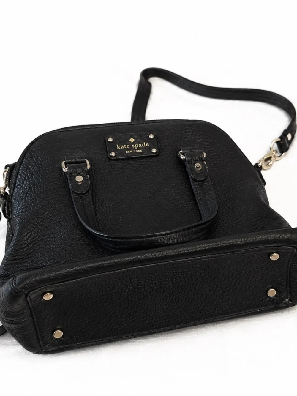 Kate Spade New York Black Pebbled Leather Satchel Crossbody Bag